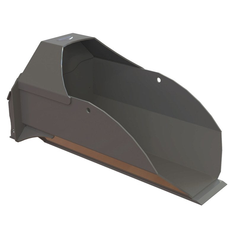 Berlon Industries MIBGS mini skid steer gravel spoon, front three quarter view