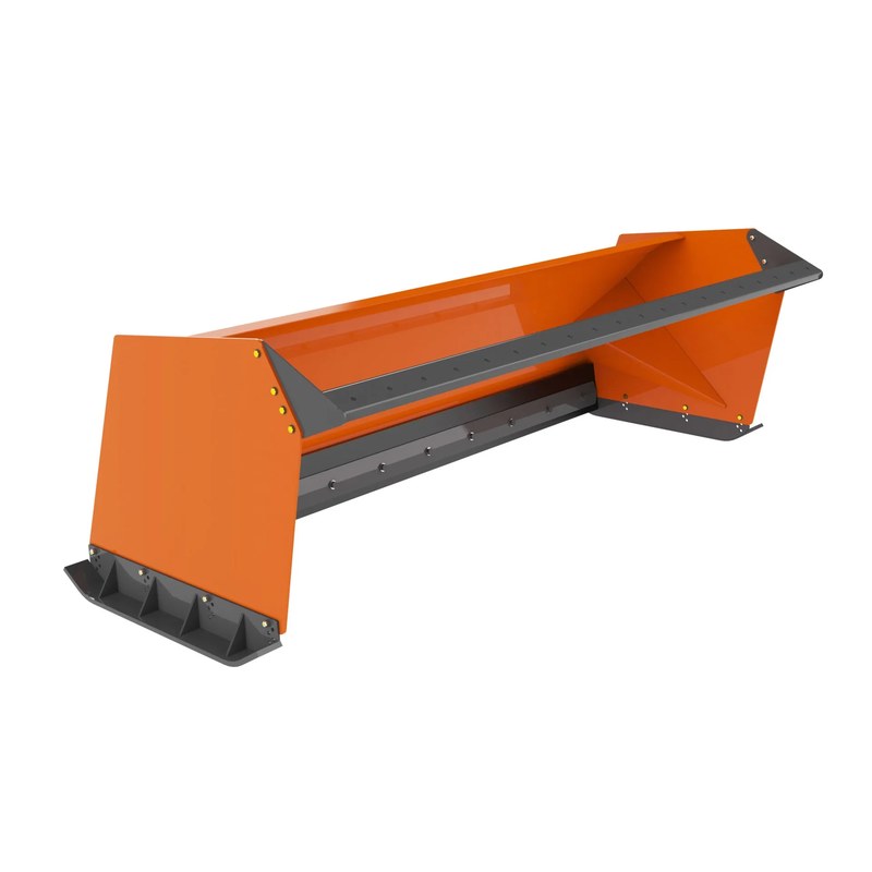 Berlon Industries SWBLD skid steer snow pusher, front three quarter view
