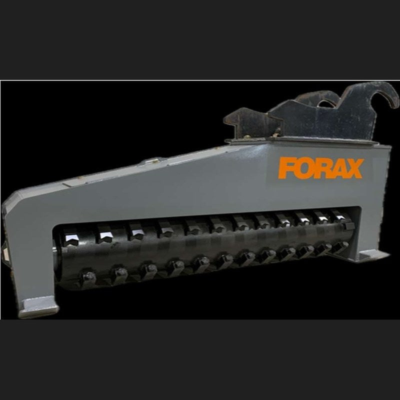 Forax Equipment XD66 extreme duty excavator mulcher with lugs on the top plate, three quarter view