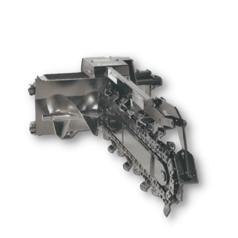 Lowe Manufacturing XR-25 skid steer trencher, side view