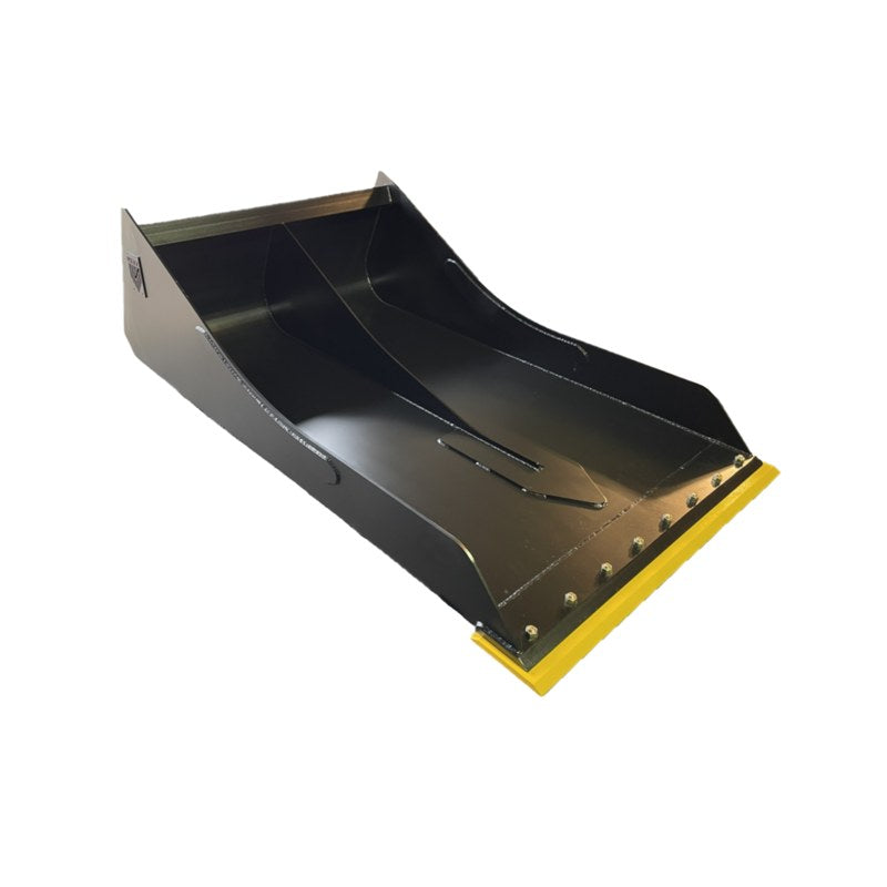 Maxx Attachments conveyor cleaning bucket, 48 inches wide with a 72 inch floor, front three quarter view