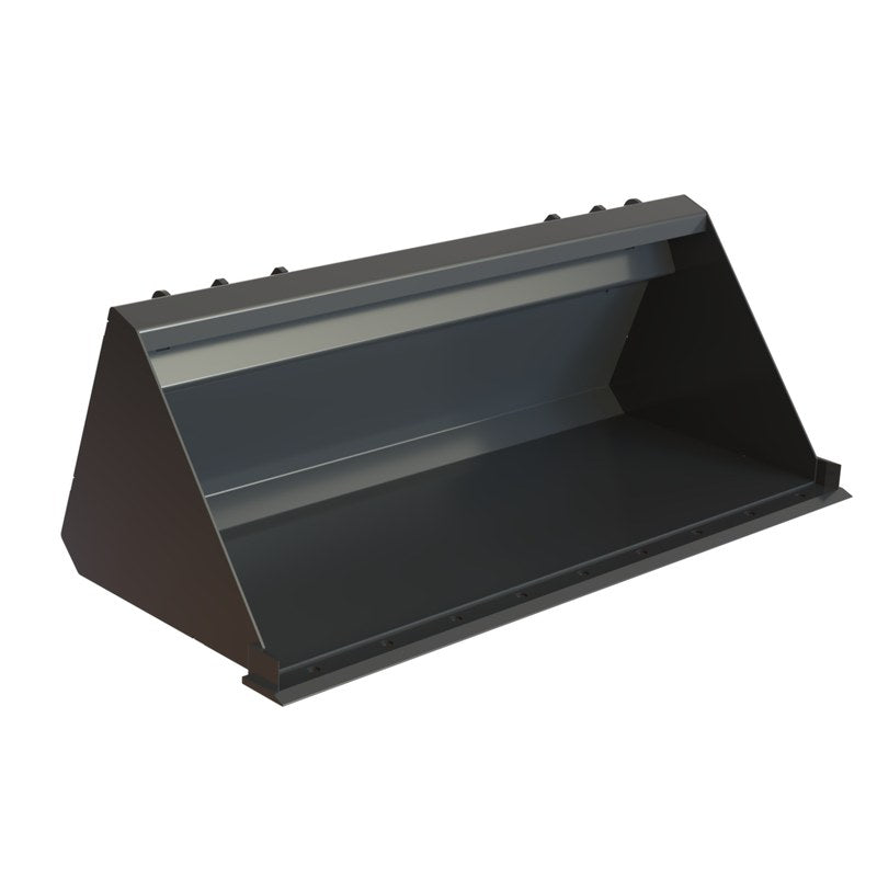 Rock Solid Attachments FS3CTB compact tractor bucket, front three quarter view