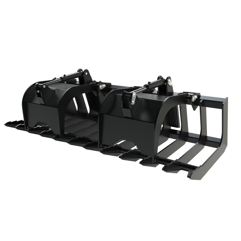 Top Dog Attachments extreme root grapple, 84 inch, front three quarter view