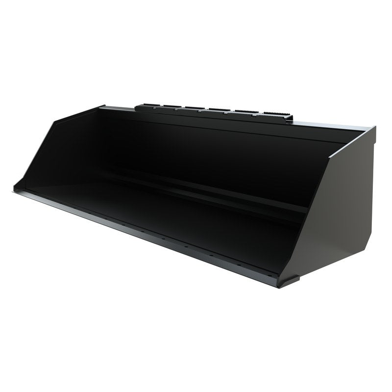 Top Dog Attachments skid steer utility bucket, front three quarter view