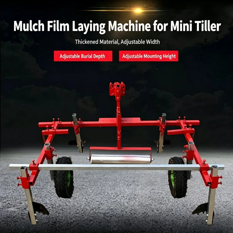 Farm Mulch Film Laying Machine 60/80/120/150cm Adjustable Width Mulcher Attachment for Mini Rotary Tiller