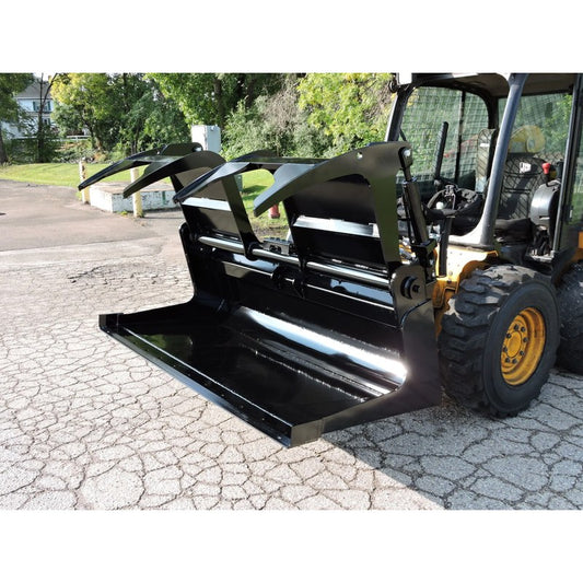 Berlon Industries BELGR extended lip grapple bucket on a skid steer