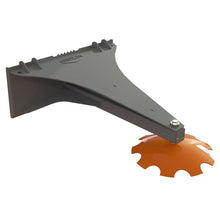 Berlon Industries BIS ice scraper with the orange oscillating disc, front three quarter view