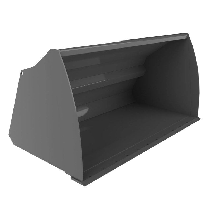 Berlon Industries CAL compact articulating loader bucket, front three quarter view