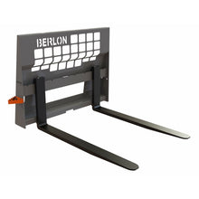 Berlon Industries BPFF Class II pallet forks with the full brickguard, front three quarter view