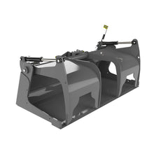 Berlon Industries BELGR grapple bucket with dual claws, front three quarter view