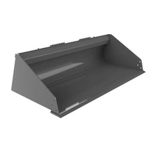 Berlon Industries BEL extended lip skid steer bucket, front three quarter view