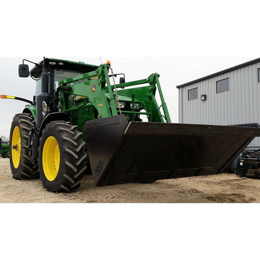 Berlon Industries FMX feed and manure bucket on a John Deere tractor loader