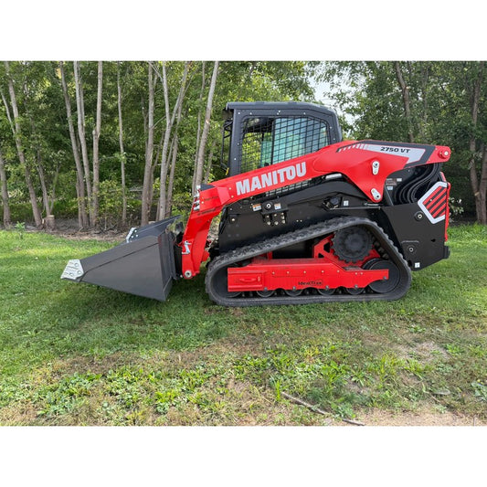 Berlon Industries BELGBHD heavy duty grading bucket on a Manitou compact track loader