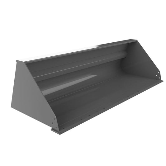 Berlon Industries HVMB high volume material skid steer bucket, front three quarter view