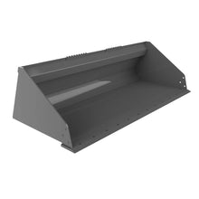 Berlon Industries low profile skid steer bucket, front three quarter view