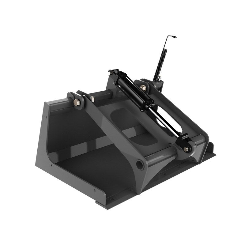 Berlon Industries MIGB mini skid steer grapple bucket, front three quarter view