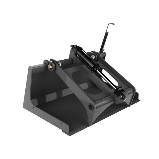 Berlon Industries MIGB mini skid steer grapple bucket, front three quarter view