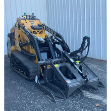 Berlon Industries MIGR mini grapple, front view on a mini track loader