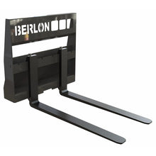 Berlon Industries mini skid steer pallet forks, front three quarter view