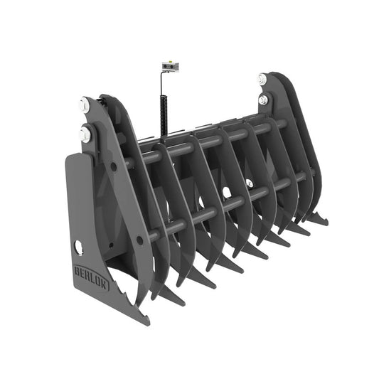 Berlon Industries RRG root rake grapple, front three quarter view