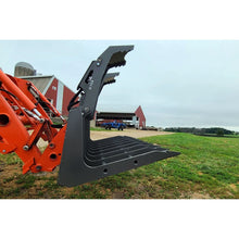 Berlon Industries tine grapple, side view on a tractor loader