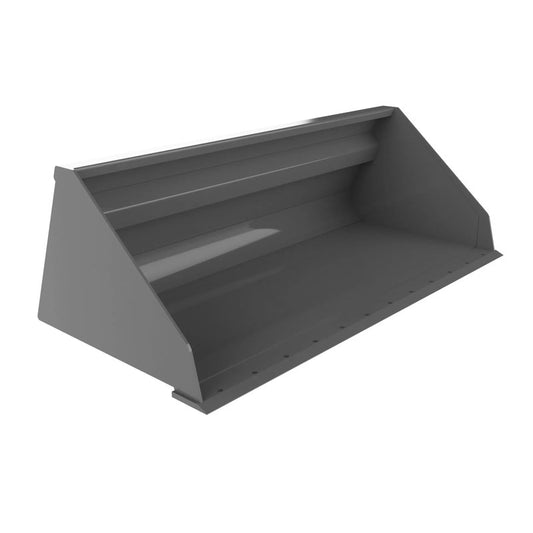 Berlon Industries UTHB utility high back skid steer bucket, front three quarter view