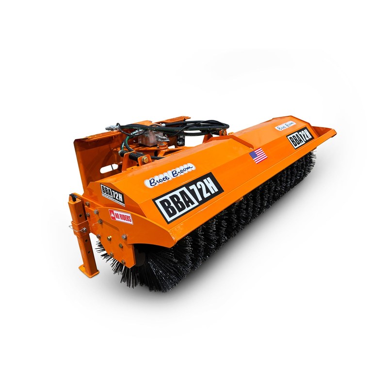 Broce Manufacturing BBA72H hydraulic angle skid steer broom, front left view