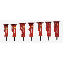 Connect Work Tools CHG series gas fired hydraulic breakers in seven sizes, side view