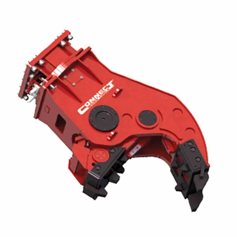 Connect Work Tools CWP series concrete pulverizer with jaws open, three quarter side view