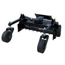 EIP Manufacturing mini skid steer power rake, front three quarter view