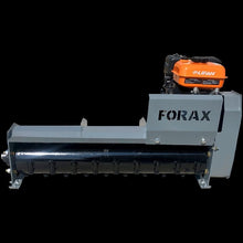 Forax Equipment GP36 ATV mulcher head with its gas engine and fuel tank, front view
