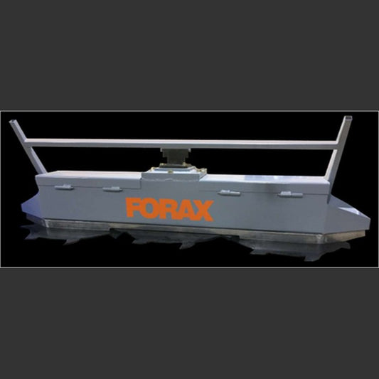 Forax Equipment HDBC heavy duty brush cutter with its top rail and skid steer type bracket, front view