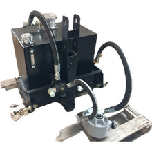 Forax Equipment PTOPP power pack, rear view of the PTO pump, hoses and three point hitch frame
