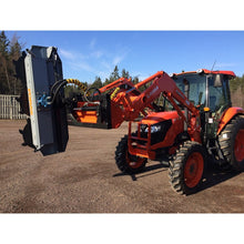 Forax Equipment tilt and extend quick attach mount holding a head upright on a tractor loader