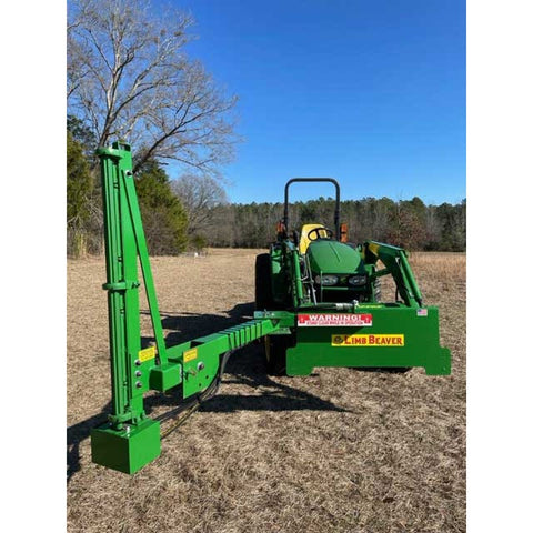 Limb Beaver Baby Beaver BB 4TR limb cutter on a tractor loader, cutter bar upright, front quarter view
