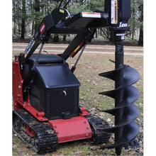 Lowe Manufacturing TJ-101 auger on a red Toro Dingo mini loader