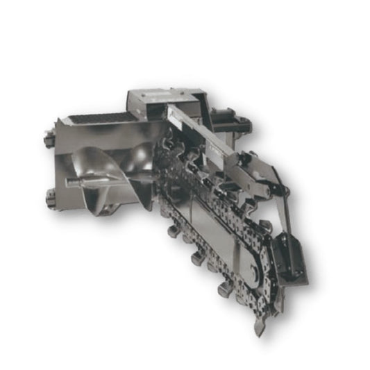 Lowe Manufacturing XR-25 skid steer trencher, side view
