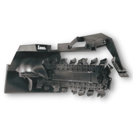 Lowe Manufacturing XR-7 mini skid steer trencher, side view