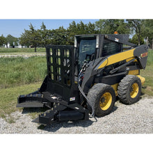 Maxx Attachments 20 inch Ranch Axe tree shear with the arms open on a New Holland skid steer