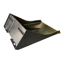 Maxx Attachments conveyor cleaning bucket, rear view of the skid steer quick attach hooks