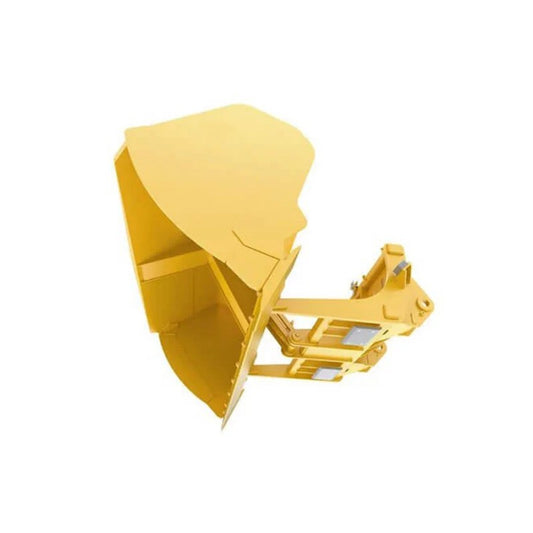 Maxx Attachments high dump rollout bucket with its center dump cylinder and skid steer quick attach