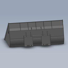 Maxx Attachments 94 inch light material bucket, rendered rear view of the quick attach