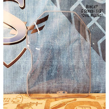 SHIELDS 1/2 inch Bobcat G-Series door window with the wide oval hardware mill, front view