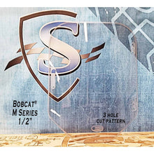 SHIELDS 1/2 inch Bobcat M-Series door window, 3 hole version in clear, front view