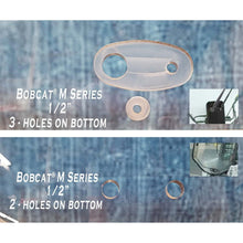 SHIELDS Bobcat M-Series door window 3 hole and 2 hole bottom patterns, close-up view