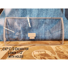 SHIELDS 1/2 inch lower front window for CAT C and D excavators, with holes, front view