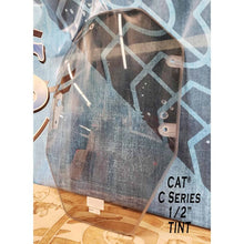 SHIELDS 1/2 inch CAT C-Series door window in tint, angled view