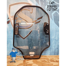 SHIELDS 1/2 inch CAT D-Series door window in tint with gasket, front view