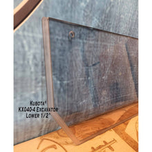 SHIELDS flat lower window for the Kubota KX040-4, edge view