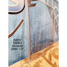 SHIELDS curved upper window for the Kubota KX040-4, side view